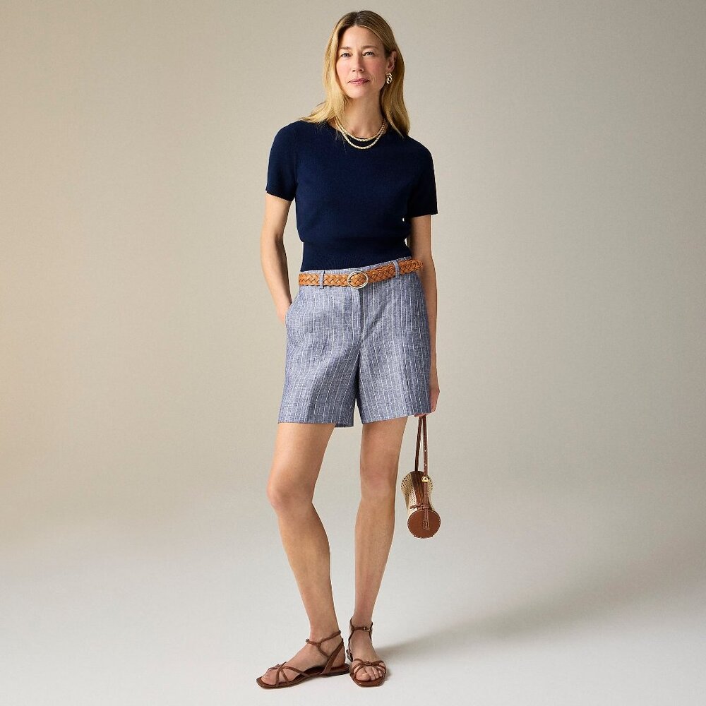 J Crew 6" Harbor short in striped linen